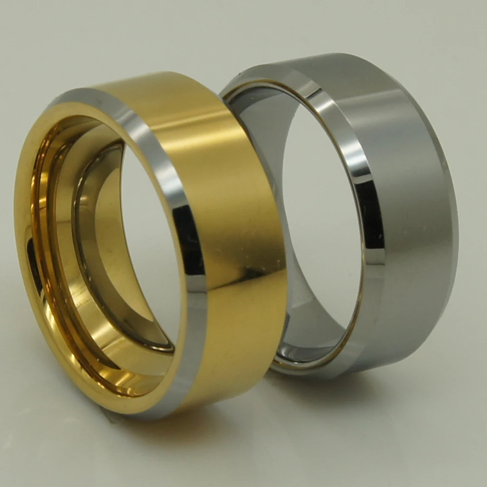 8mm 2tone gold plating hi-tech scratch proof wedding tungsten ring 1pc