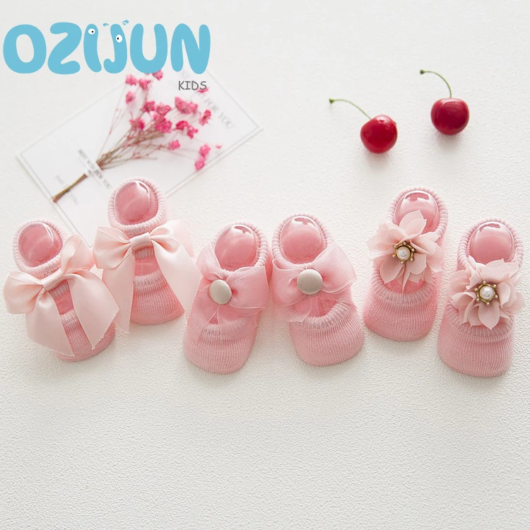 3 Pairs/lot 2023 Summer 0-24M Sweet Baby Girls Socks Lace Bow Cotton Socks Kids Girls Summer Socks Cute Princess Newborn Socks