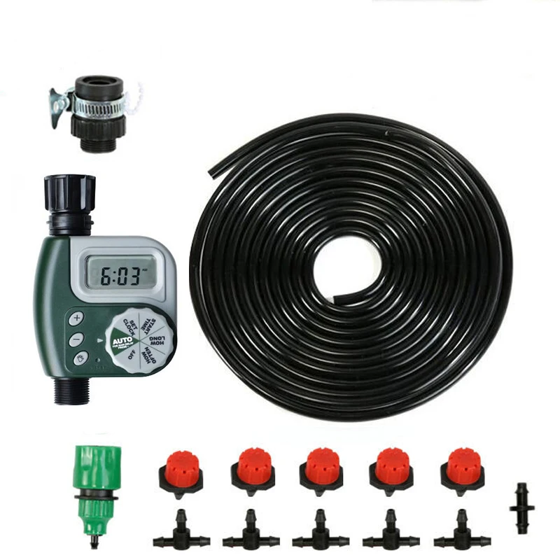 

DIY Micro Irrigation Drip System, Plant Self Automatic Water Timer Garden Hose Kits With Adjustable Dripper