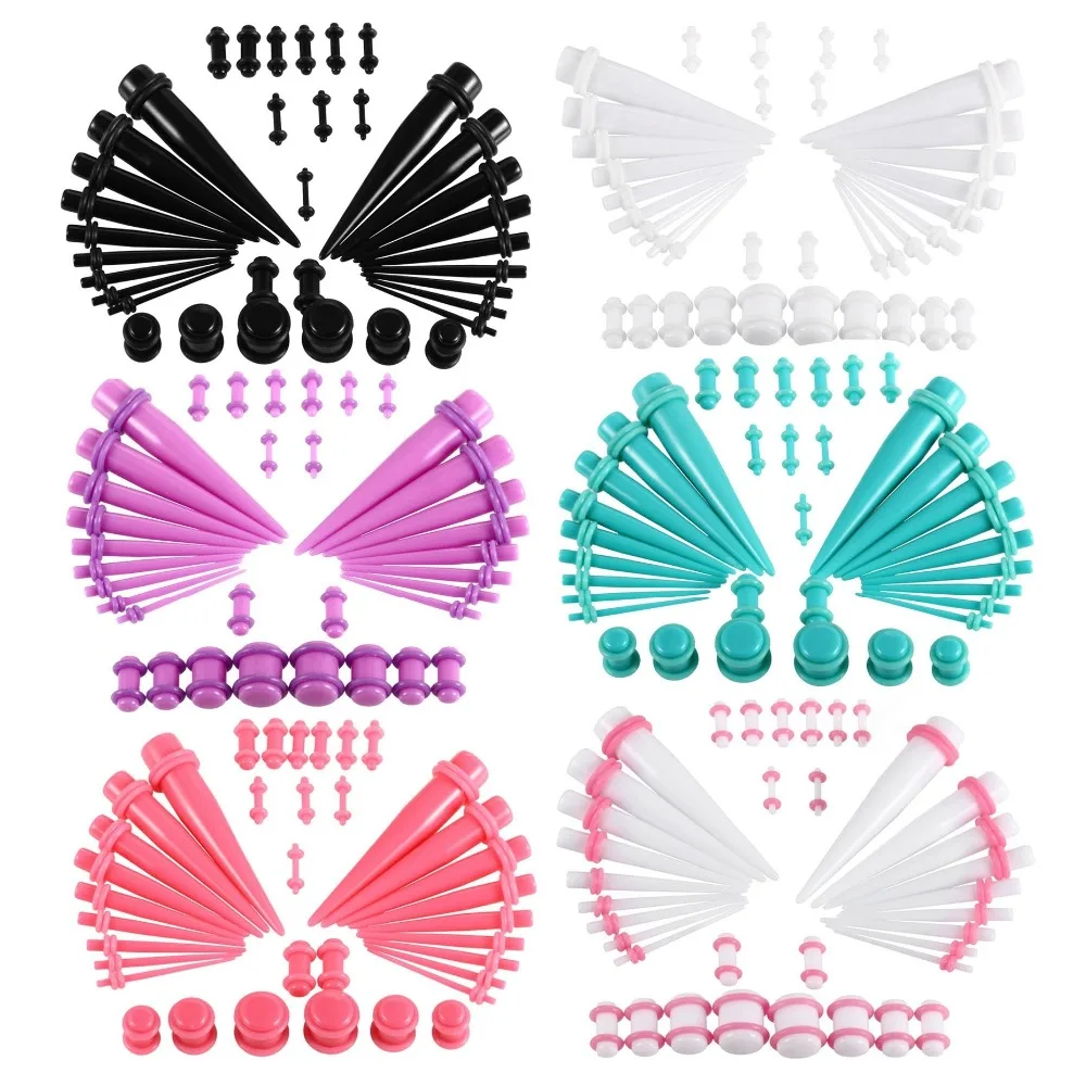 36pcs Acrylic Ear Taper Expander Kit Spike Ear Tunnel Plugs Earrings 14G-00G Bright Color Ear Stretcher Gauges Set Body Jewelry