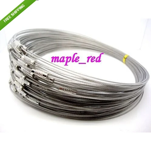 300pcs Silver Memory Wire Cable Steel Chain Charms Necklaces 18 