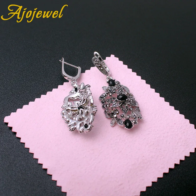 Ajojewel Vintage Long Black Crystal Earrings Ladies Drop Earrings For Women Jewelry  High Quality