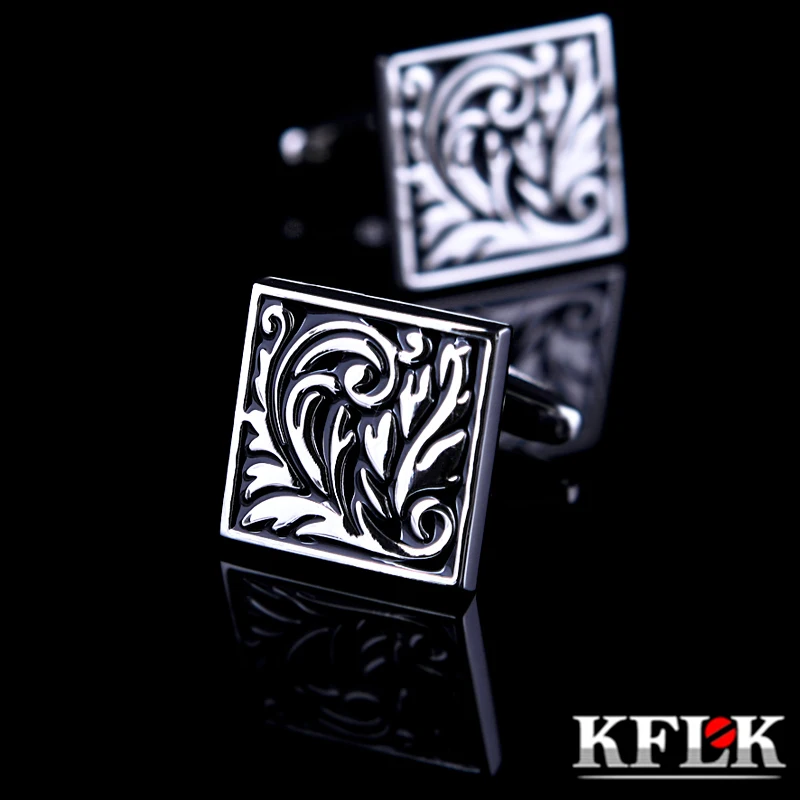 KFLK Jewelry shirt cufflink for mens Brand Black Retro Cuff link Male Button High Quality Luxury Wedding Fashion guests