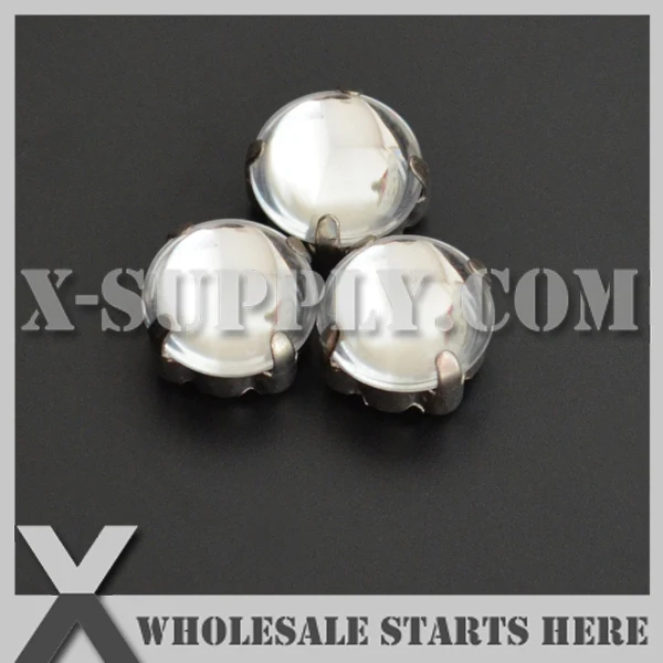 

10mm Mounted Cabochon Round #2 Clear Acrylic Rhinestone in Silver NICKEL Sew on Setting for Shoe,Garment