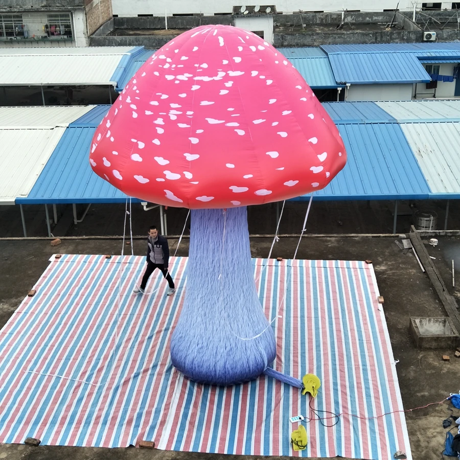 Wonderful Plant Decoration Model Inflatable Mushroom 6m H Mushroom with Led Lights for DJ decoration