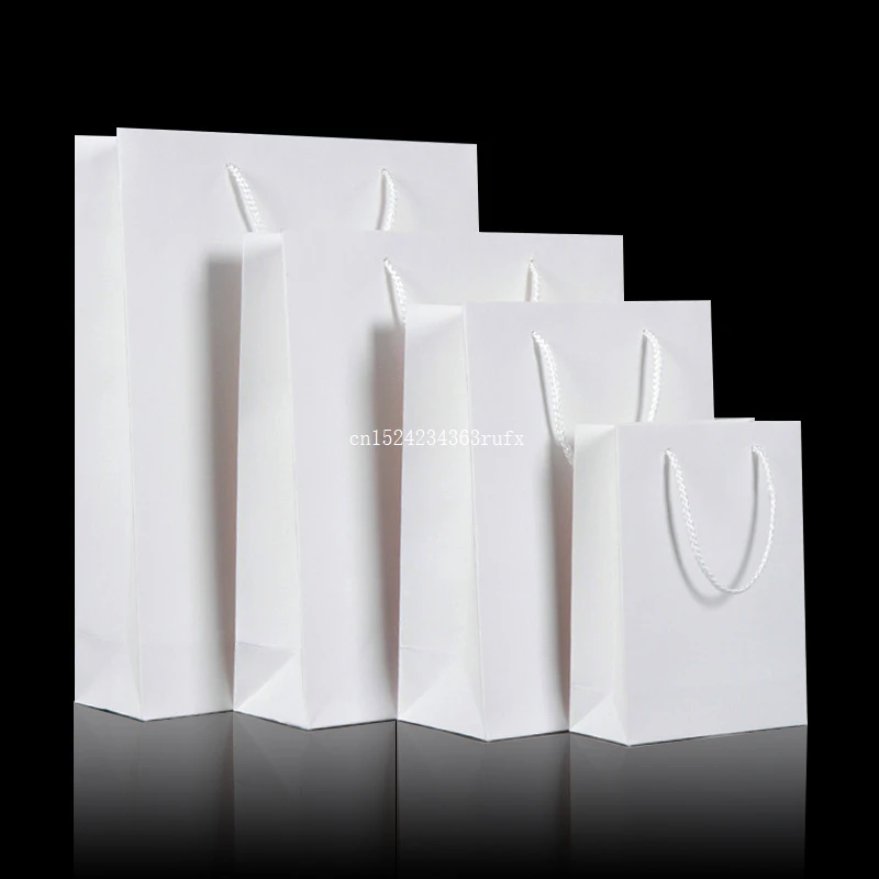 

200pcs White Kraft Paper Bag with Handle Gift Bags for Wedding Party Favor Paper Wine Bag Shopping Bags