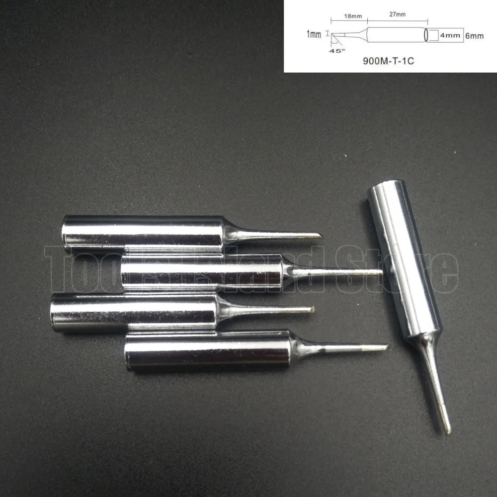 

5Pcs 900M-T-1C Solder Soldering Iron Tip Oxygen-free Copper Replacement Iron Tip For Hakko 936 Industry Tool