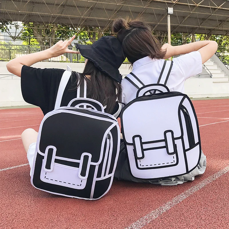 Women Backpack 3D 2D Drawing Cartoon Back Bag Comic Messenger Tote Fashion Cute Student Waterproof Bags Unisex  Bolos 106