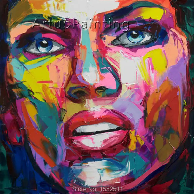 

Francoise Nielly canvas painting caudros decoracion wall Art pictures for living room Palette knife portrait Face Oil painting16