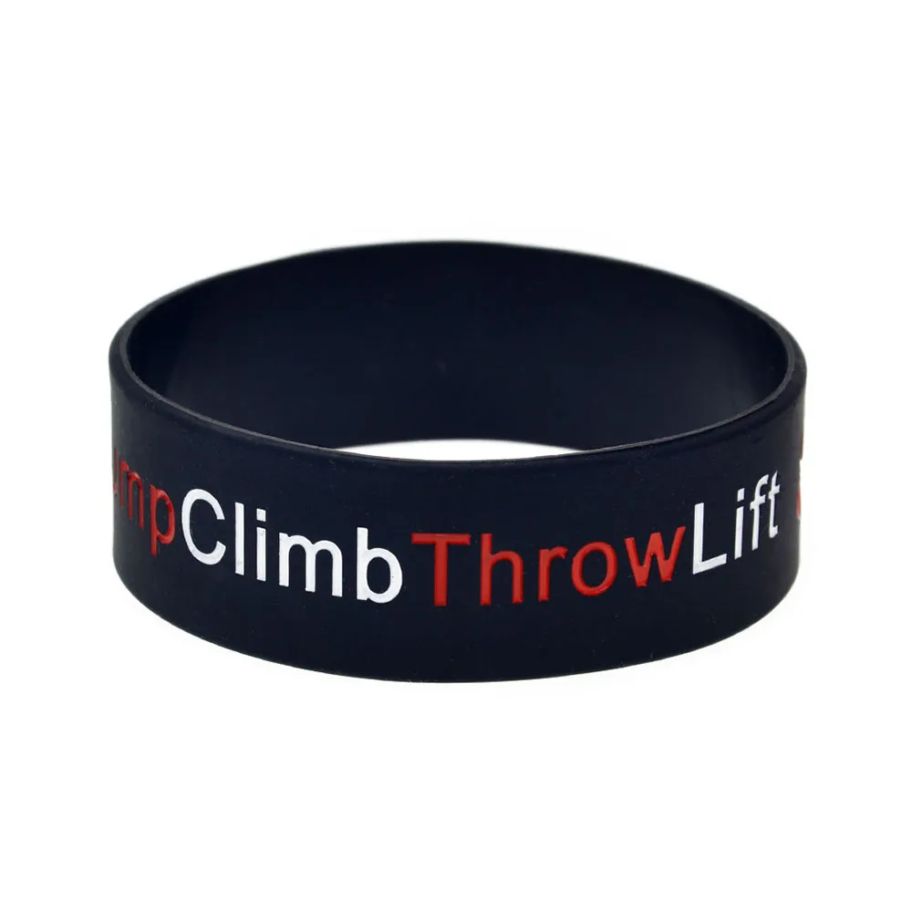 25 Pcs Squat Jump Climb Throw Lift CrossFit Silicone Rubber Wristband One Inch Wide Sports Bracelet