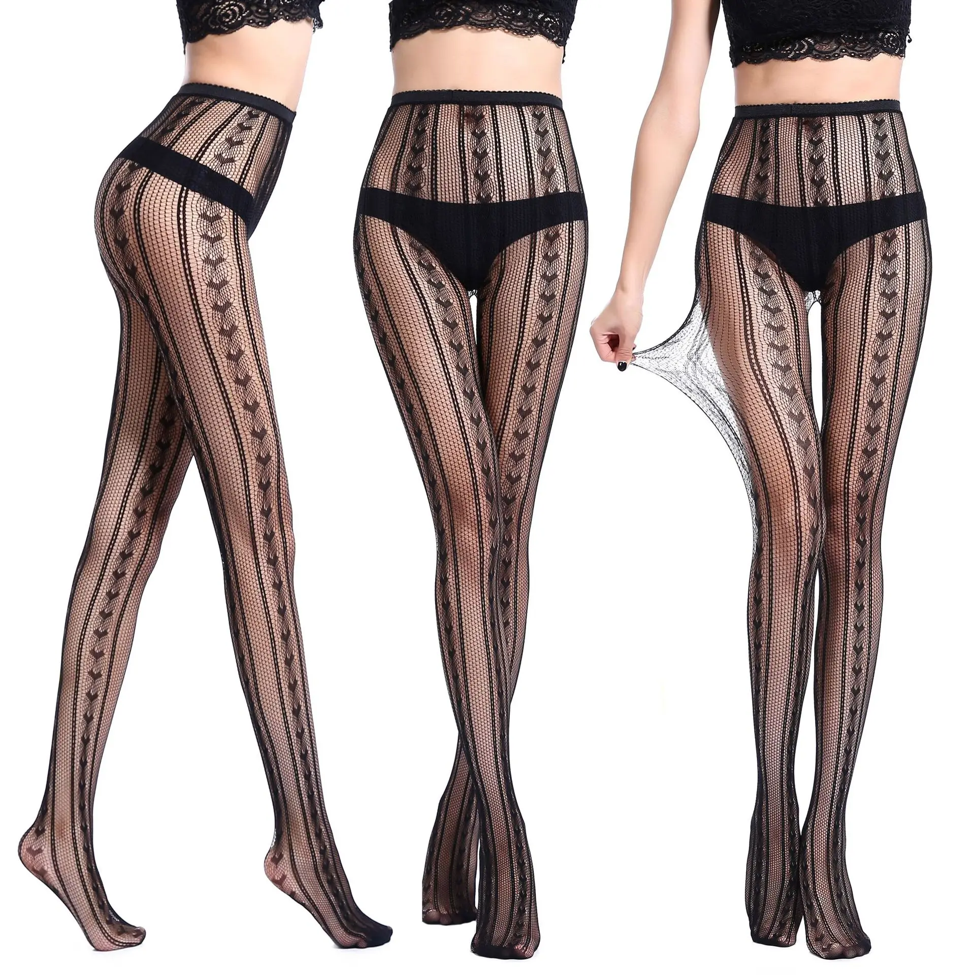HOT Black Lace Stockings Leg Warmers Tights Lace Sexy Hosiery Women Thigh High Fishnet Embroidery Transparent Pantyhose