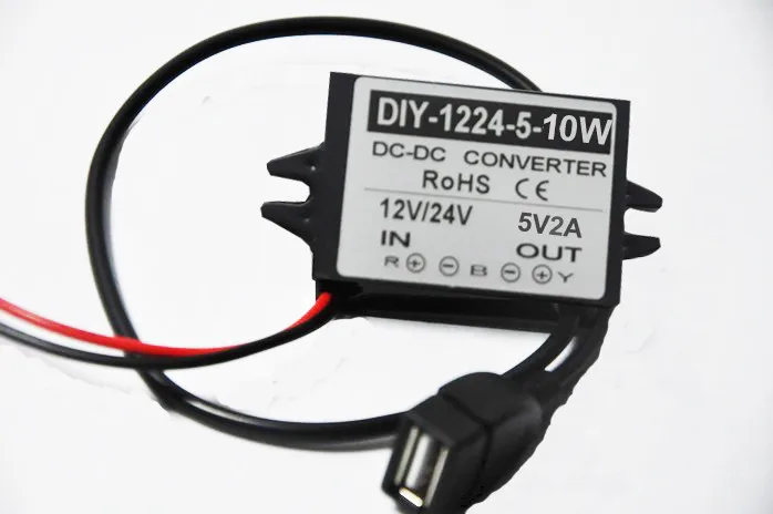 Convertidor de DC-DC con interfaz USB para coche, módulo regulador de voltaje resistente al agua, 12V, 24V(7V-40V), 5V, 2a, 10W