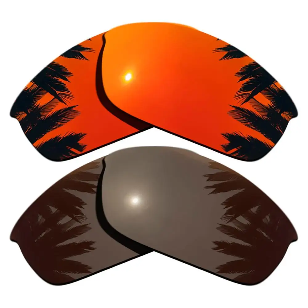 Orange Red Mirrored & Brown Polarized Replacement Lenses for Flak Jacket Frame 100% UVA & UVB