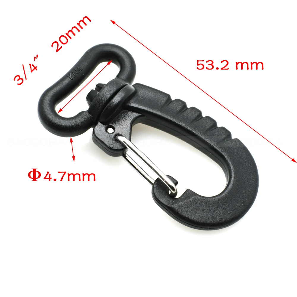 Black Color Plastic Swivel Snap Hook for Keychain Backpack Buckle Belt Strap Outdoor sports bag accessories