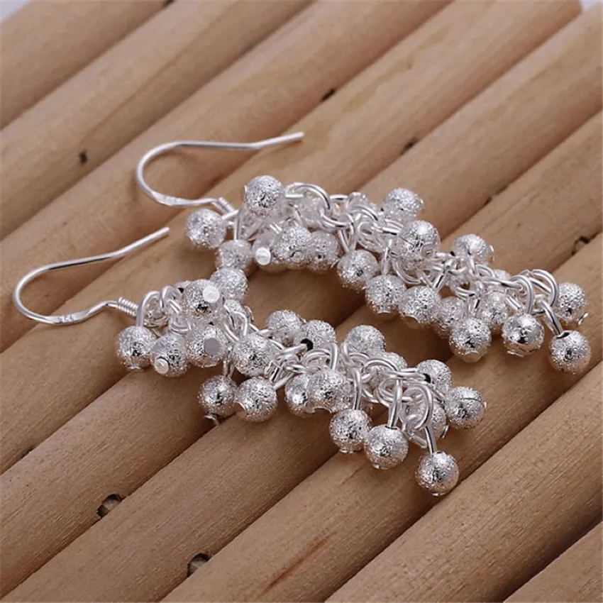 CHARMS women lady silver color earrings Beautiful Christmas gift Vintage grape earrings Fashion trends jewelry E007