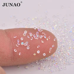 JUNAO 1.2mm Transparent AB Crystal Mini Zircon Rhinestones Nail Art Decor Point Strass Crystal Small Stones for Dress Crafts