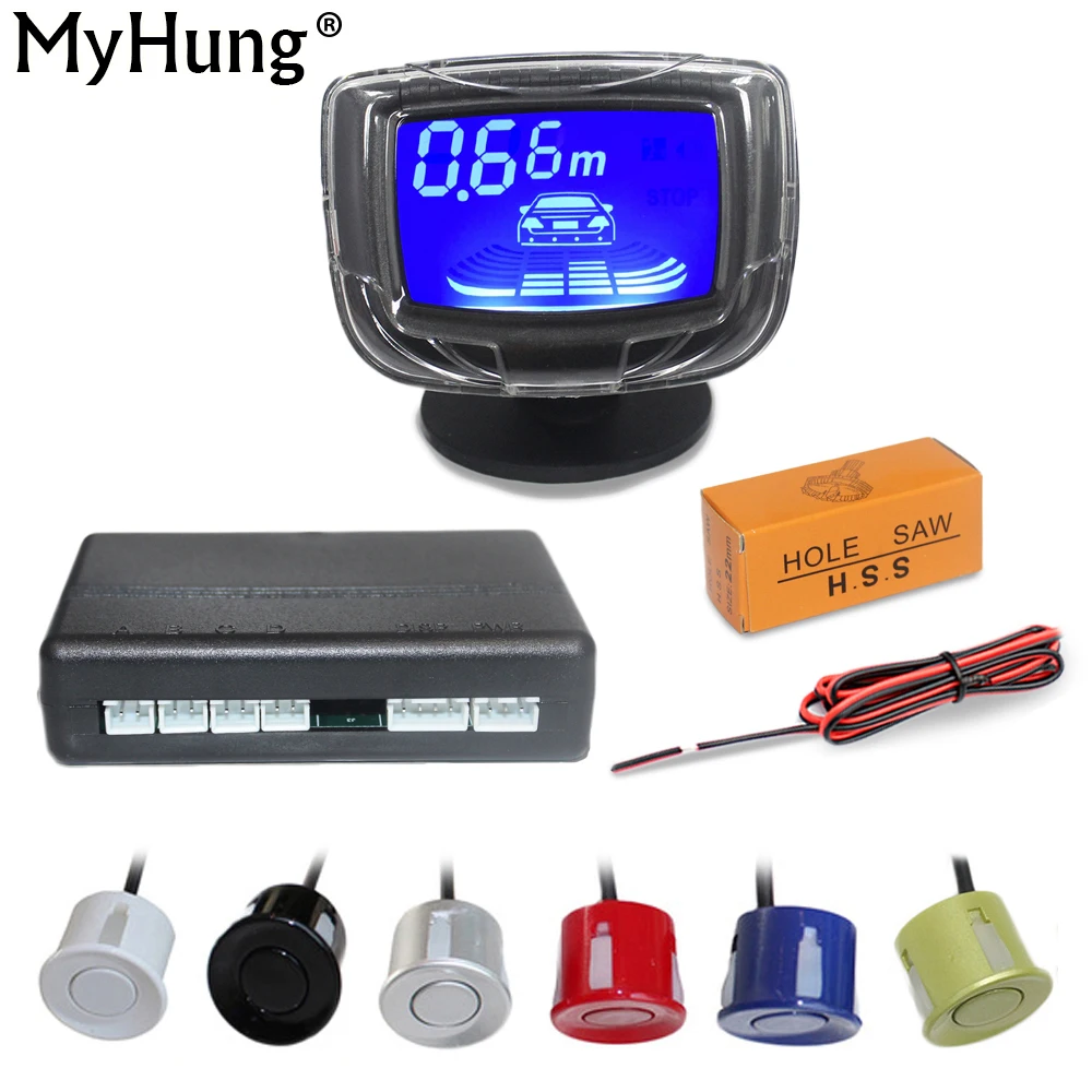 Car Auto Display Parking Assistance 4 Reverse LCD Parking Sensors Backup Radar Car Detector System Alarm Systems Security