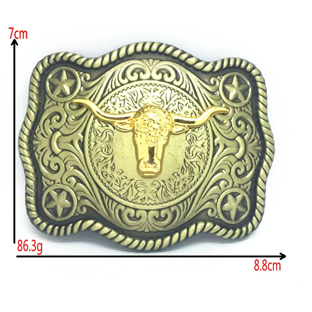 Cowboy double color belt buckle luxury tauren retro mode suitable for 4.0 belt buckle