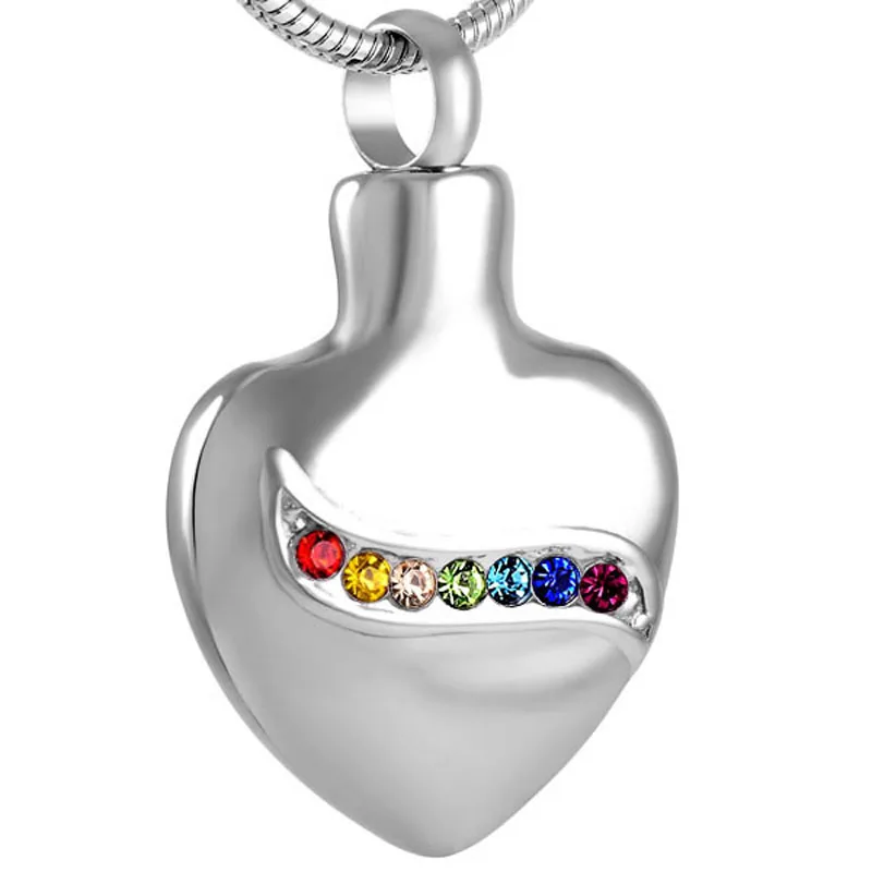 

CMJ8562 10pcs/lot 316L Stainless Steel Scar Heart Cremation Memorial Necklace Keepsake Cremation Pendant With Crystal