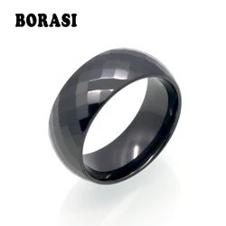 8MM Wide Rings Comfort Fit Multi Faceted Men Women White Black Ceramic Ring Engagement Brand Ceramic Jewelry Bague Ceramic Femme