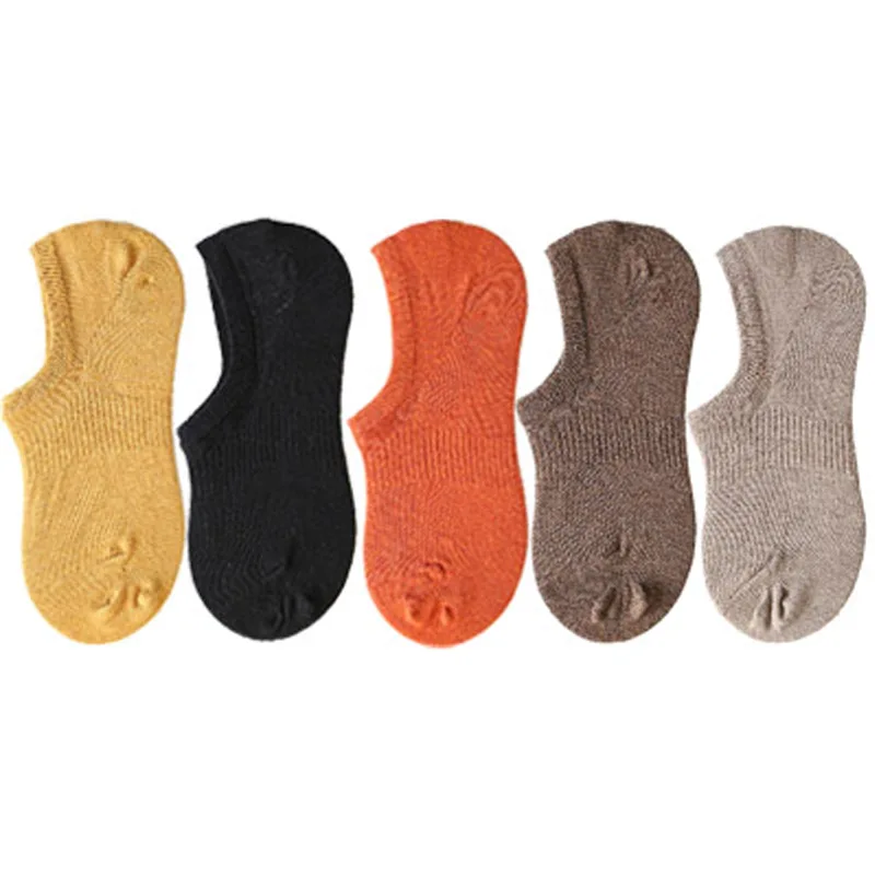 COCOTEKK 5pair/Lot Summer Silicone Combed Cotton Women Socks Candy Colors Retro Invisible Socks Casual Slippers Thin Sox Set