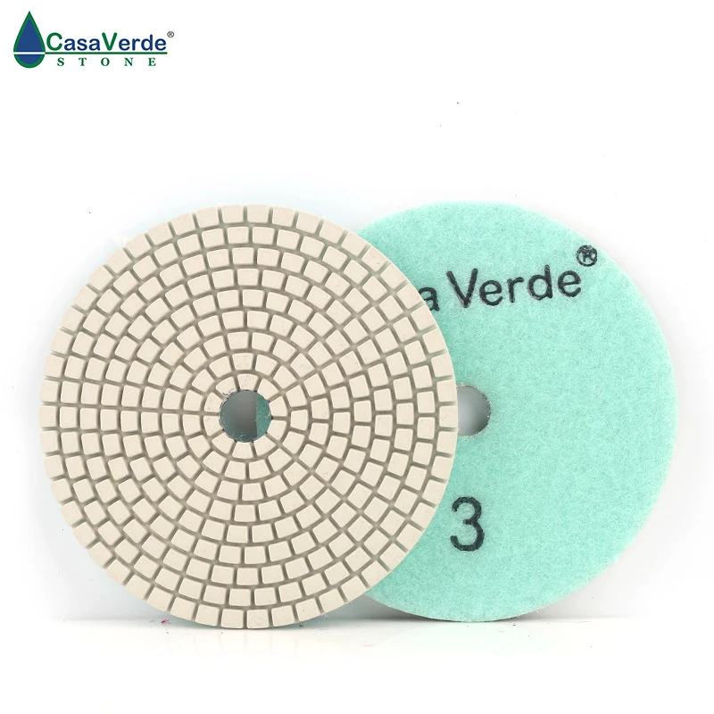 DC-AWS3PP02 D100mm flexible dry and wet diamond 4 inch 3 step polishing pads for granite and marble