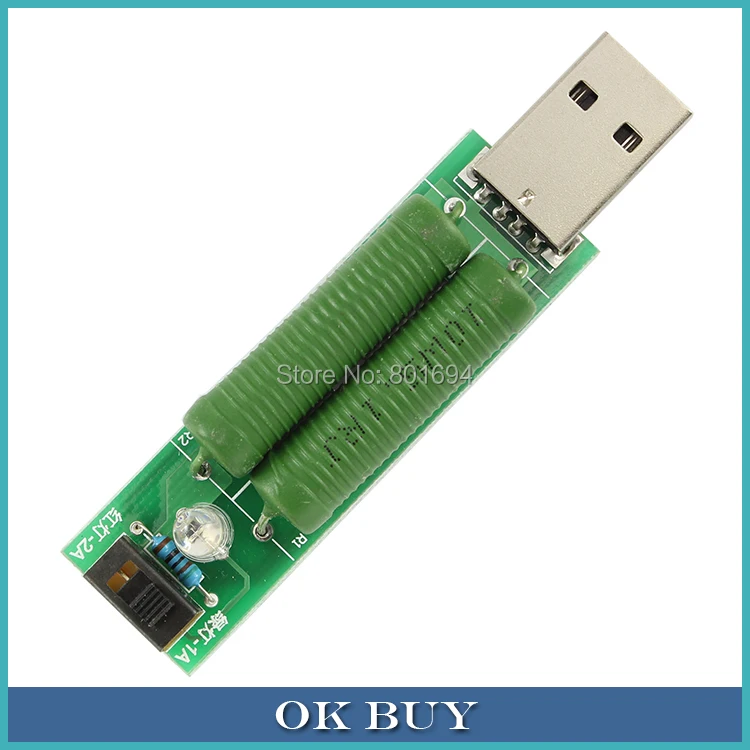 10Pcs/Lot  Current Detection USB Charing Load Tester Instrument Discharge Aging Resistance Module with 1A/2A  Diverter Switch