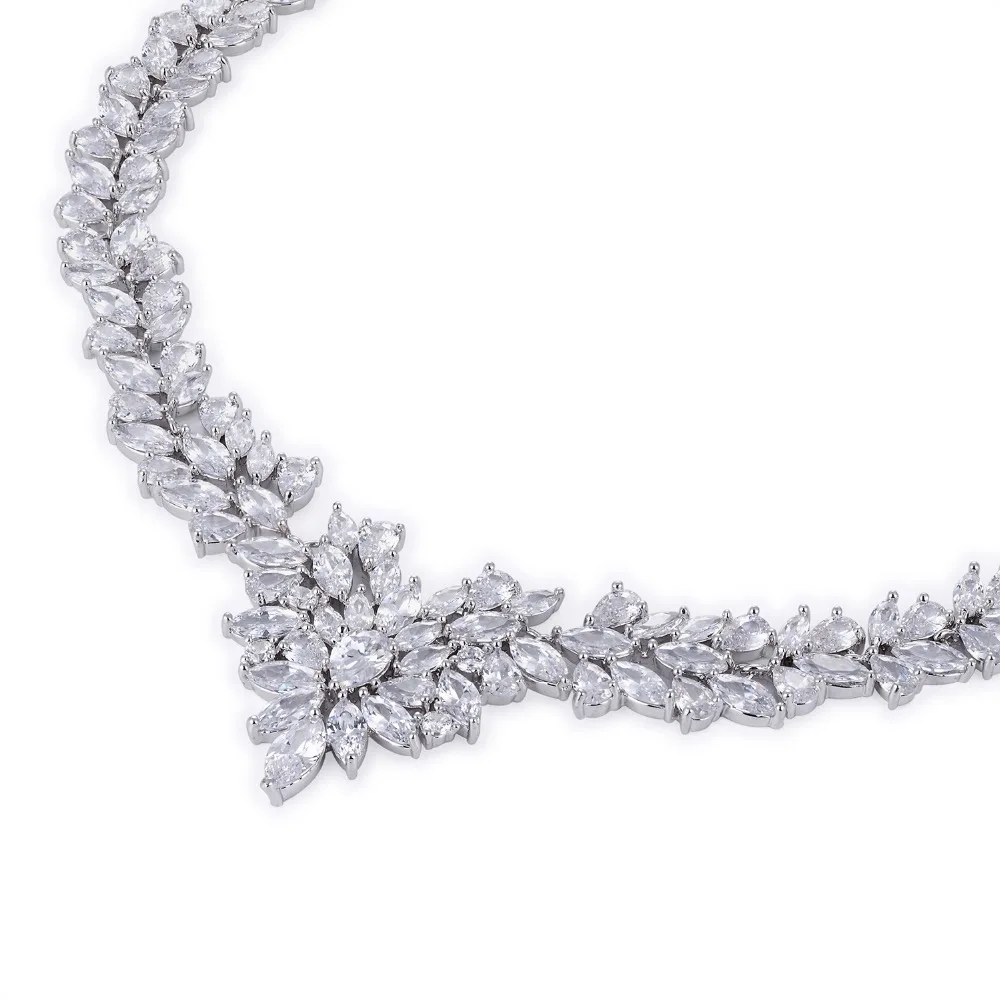 Crystal CZ Zircon Bridal Wedding Necklace Earring Set Jewelry Sets for Women Accessories CN10009