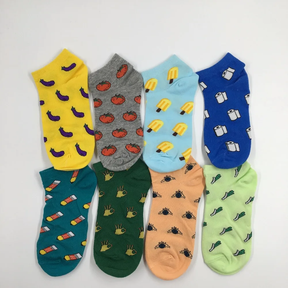 New Cute Fruit Color Love Candy 10 Colors Cotton Sock Summer Style Women's Socks Tomato Eggplant Women's Thin Sock Slippers