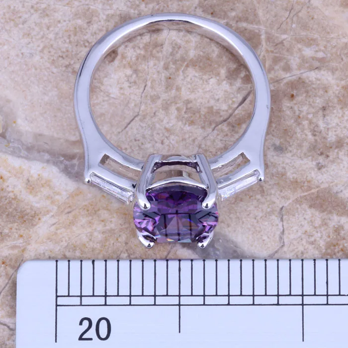 Admirable Purple Cubic Zirconia White CZ Silver Plated  Fashion Ring Size 6 / 7 / 8 / 9 R0065