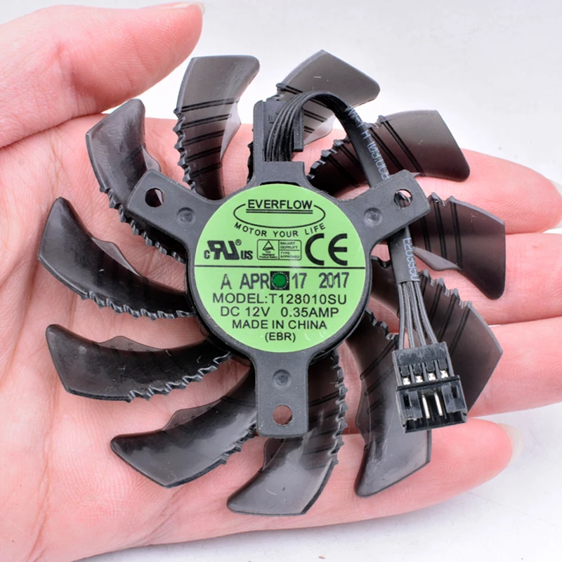 Original EVERFLOW T128010SU 12V 0.35A GTX1050 1060 1070 1080 N970 graphics card cooling fan