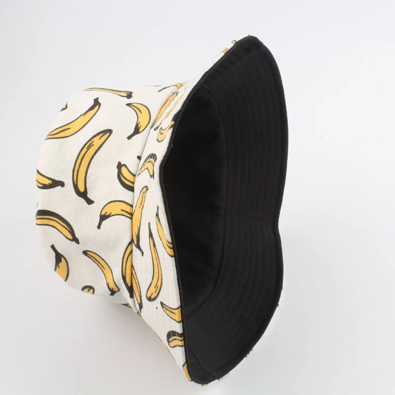 Panama Bucket Hat Men Women Summer Bucket Cap Banana Print Bob Hat Hip Hop Gorros Fishing Fisherman Hat