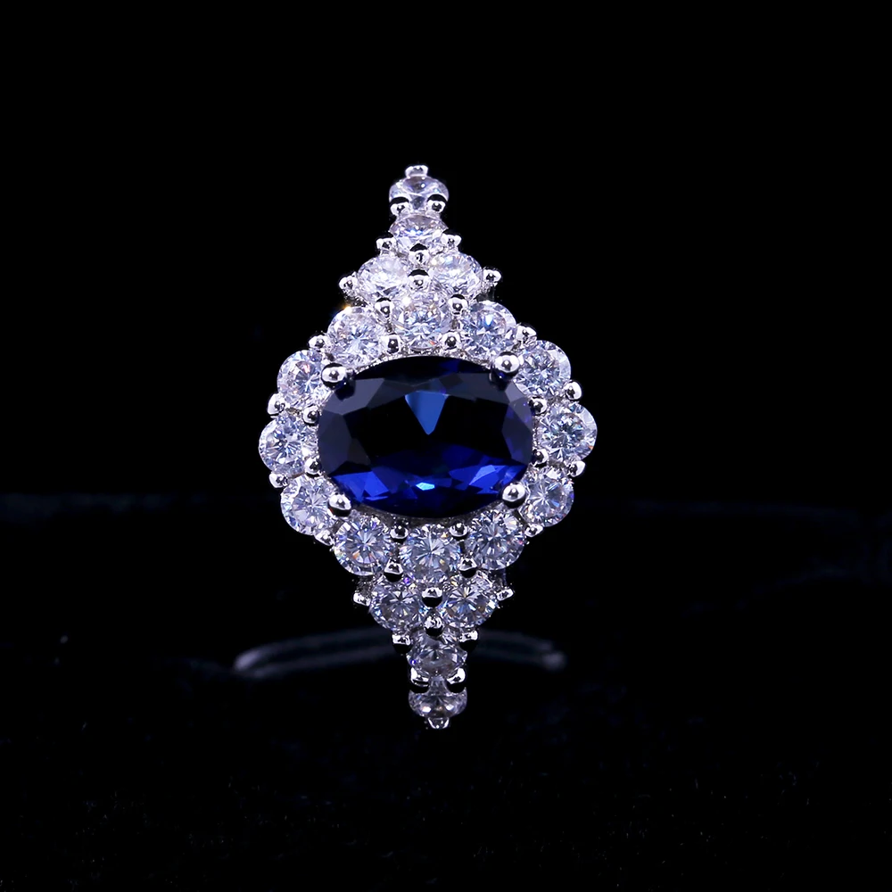 Huitan Dark Blue Series Charms Female Finger Rings Luxury Engagement Party Jewelry For Bride Shiny Brillaint Cubic Zircon Ring