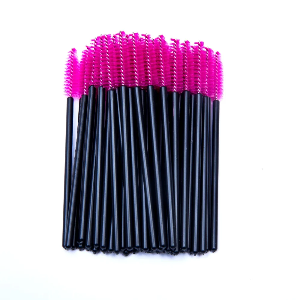 50 Stks/partij Make Up Borstel Roze Synthetische Vezel Eenmalige Wegwerp Wimper Brush Mascara Applicator Wand Makeup Brush Tool