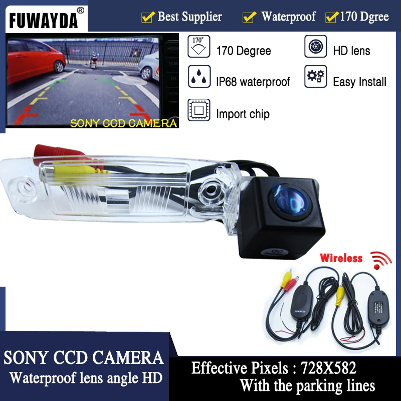 FUWAYDA Car Rear View camera CCD Waterproof  Reverse Backup Parking  Camera with parking lines for Kia Sportage R 2010-2014 HD