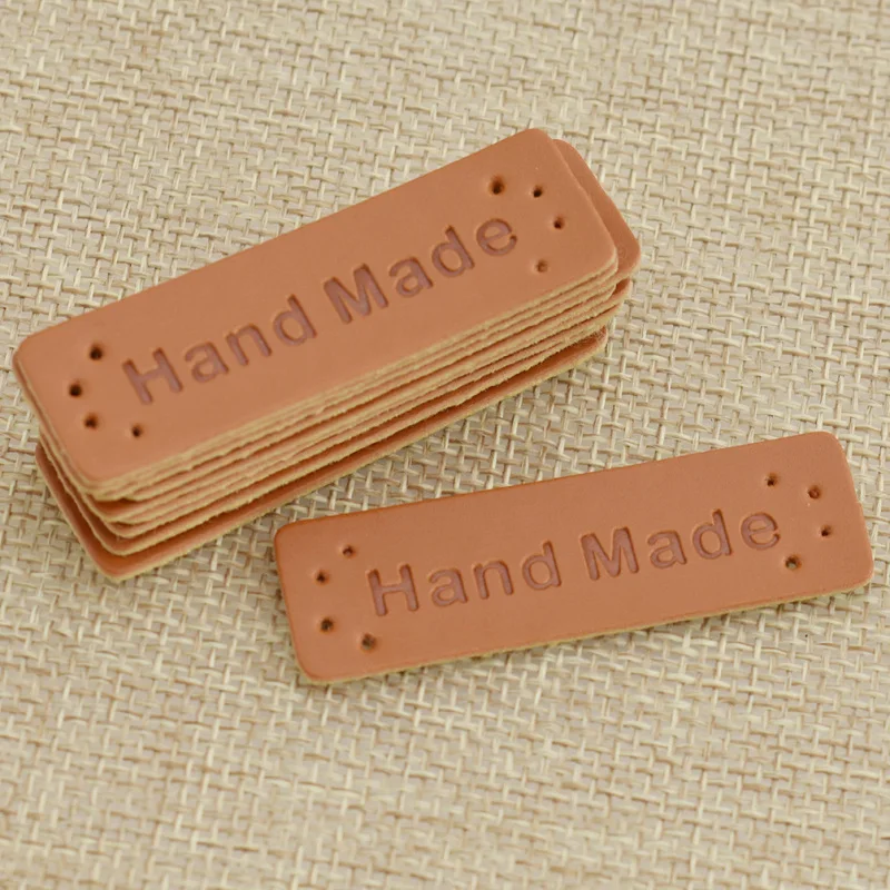 50pcs Handmade Sewing Clothes Decoration For PU Leather Labels Jeans Bags Shoes Tags Accessories