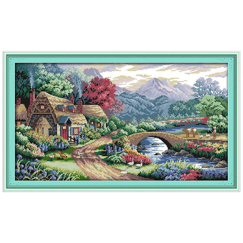 Farm Scene Patterns Counted Cross Stitch Set DIY 11CT 14CT 16CT Stamped DMC Cross-stitch Kit Embroidery Needlework Home Decor