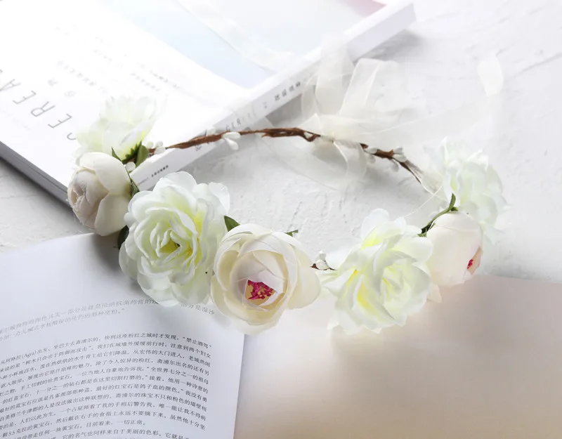 60pcs New Fashion Bohemia Garland Handmade Wedding Bridal Wreath Seaside Tourist Flowers Hair Band 6 Colors W9846