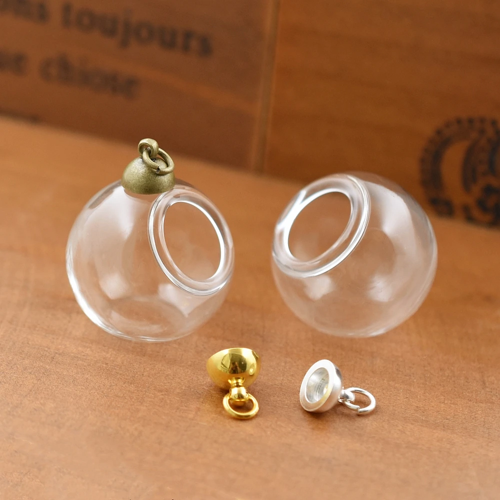 

2sets 25mm Micro Landscape Ecological Glass Bottle Glass Pots with Jewelry Findings Set Glass Bottle Moss DIY Glass Globe Set