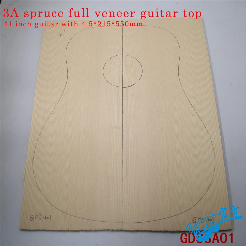 AAA High Grade Alps Spruce Full Veneer Guitar Top 41 Inch DIY Original Wood Guitar Panel Guitars Making Material 4.5*215*550mm