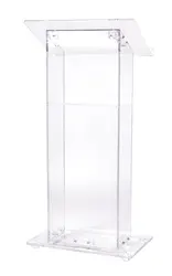 Acrylic Lectern with Shelf, crystal Clear decoration table podium furniture