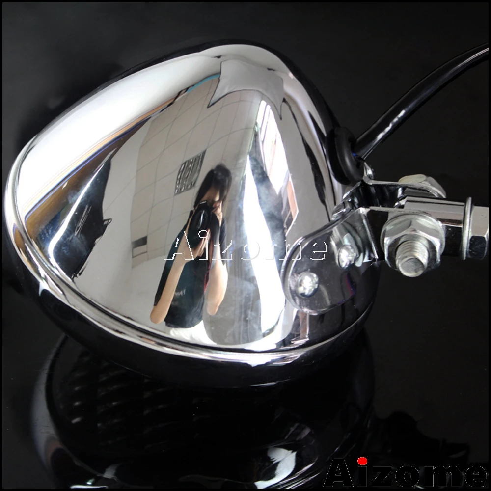 For Harley TRI XS650 Retro Headlamp Chrome Front Headlight Motorcycle 12V H4 Headlight For BSA Cafe Racer Bobber Chopper Custom