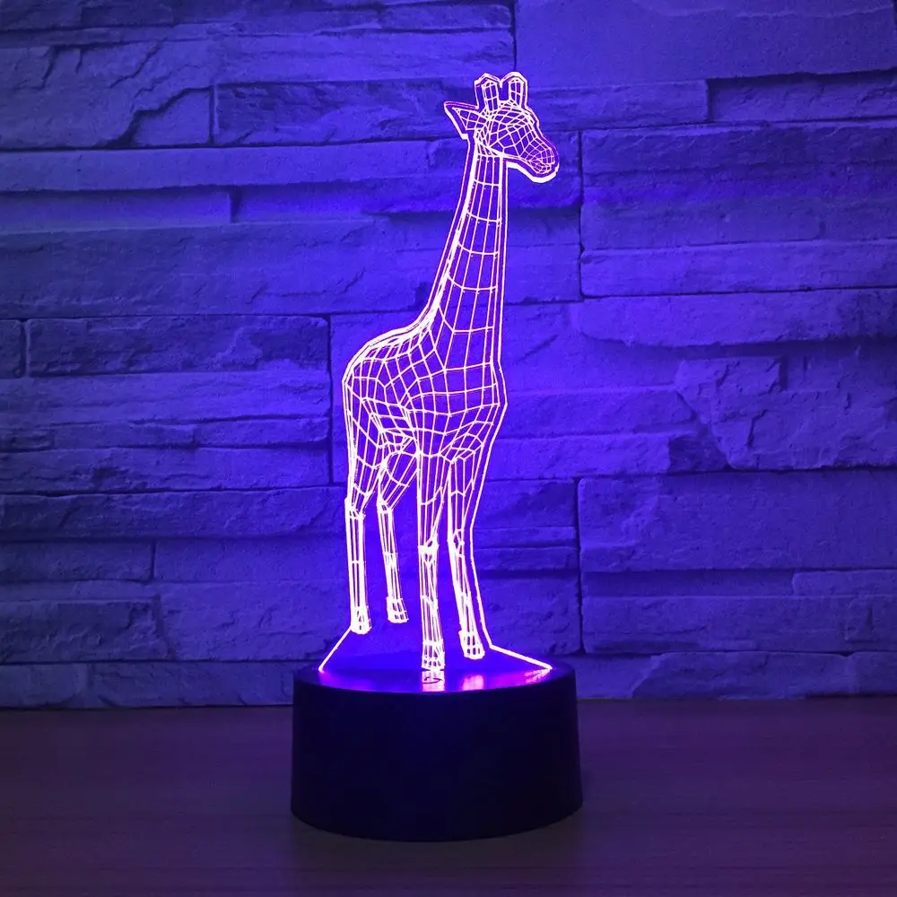 Lámpara 3D de jirafa para niños, lámpara de noche Led RGB de 7 colores, táctil, USB, para mesa, para dormir, novedad, envío directo