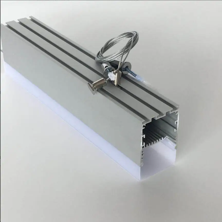 Free Shipping Aluminium Housing LED Linear Batten Office Light housing with milky  cover and end caps and suspended cable