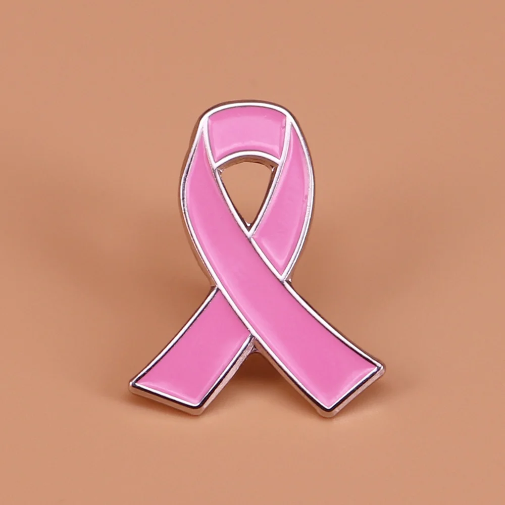 Pink ribbon brooch breast cancer awareness pin metal badges cancer survivor gift women lapel pin clothes accessory scarf decor