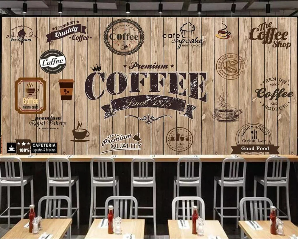 Beibehang Custom Tapete Holz Schattierung Retro Café Label Hintergrund Wand Restaurant Wandbild TV Hintergrund Wand 3D Tapete