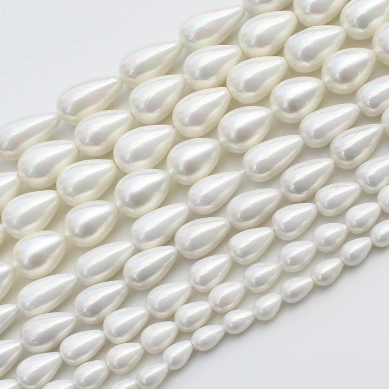 Wholesale Beautiful White Shell Pearl Water-Drop Loose Beads 15\