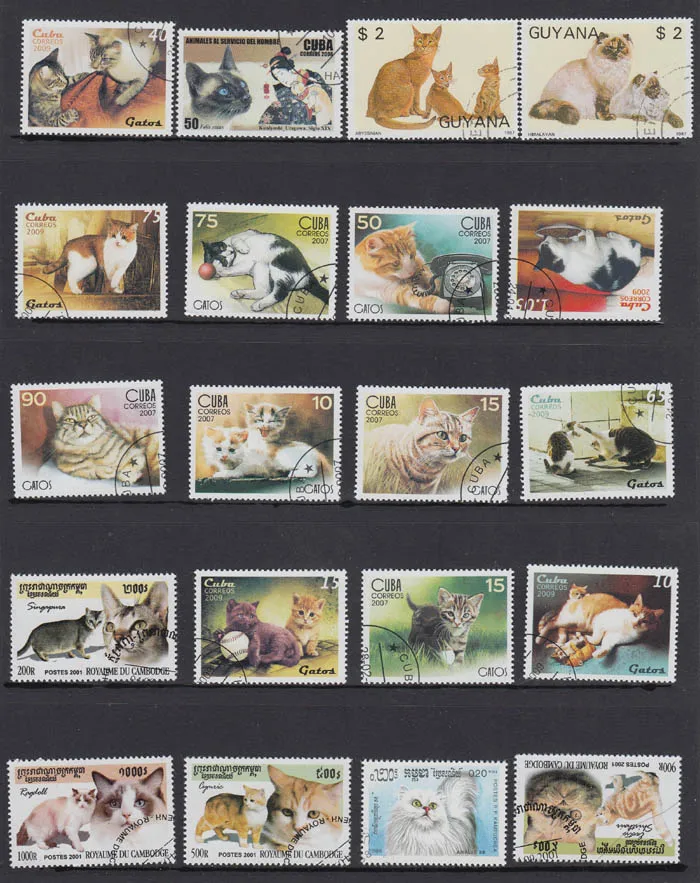 New 50Pcs/Lot Cat All Different From Many Countries NO Repeat  Postage Stamps for Collecting