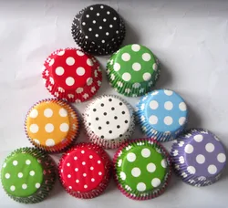 50x Black Red Green White Blue Purple Pink Dot Paper Wedding Cupcake Liners Muffin Cup Cake Baking Mold Case for Bakery Birthday