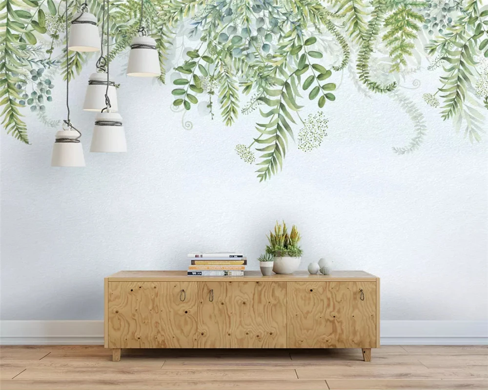 beibehang 2021 Customized eco-friendly fashion green plant Nordic style simple modern background papel de parede 3d wallpaper